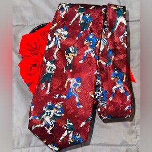 New Concepts Vintage Football Print Tie | Burgundy